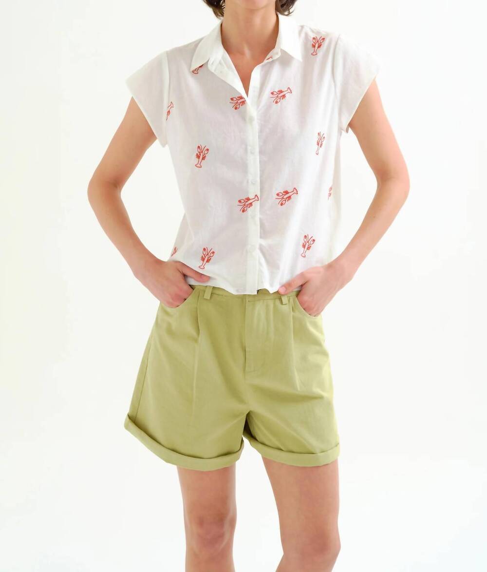 NEW COMPANIA FANTASTICA lobster button down shirt in white